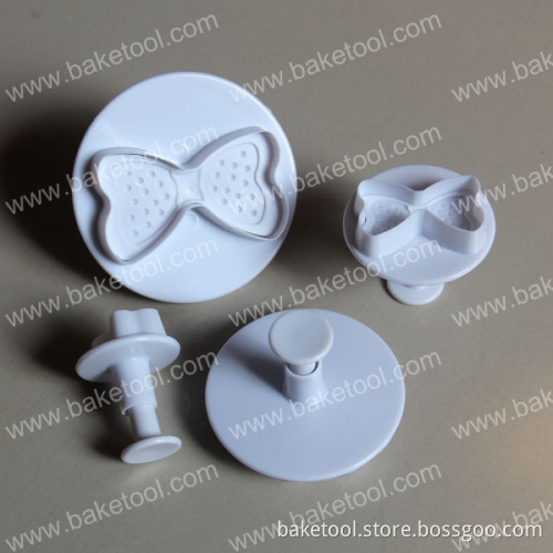 4pcs Plastic Butterfly Knot Cake Cookie Cutter Plunger Mold Set
